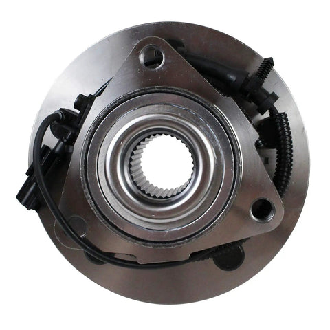 Front view of Front Wheel Hub And Bearing Assembly For 2012 2018 Ram 1500 And 2019 Ram 1500 Classic 5 Lug With ABS Sensor Front Position