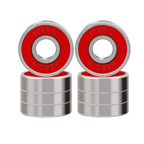 Eight Pack 608 8x22x7 Skateboard Longboard Inline Roller Bearings Double Shielded Rubber Sealed Deep Groove High Speed ABEC9