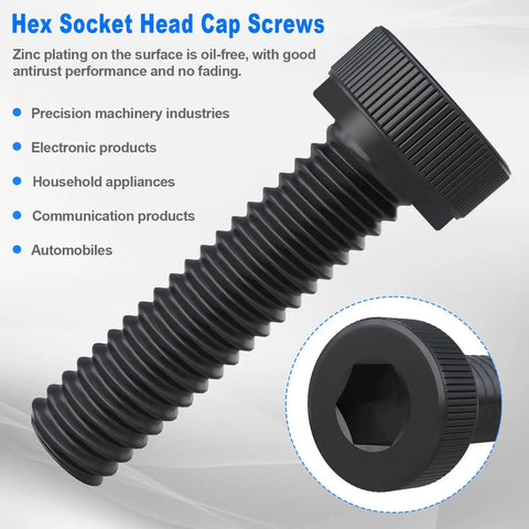 All In One M3 Screws Assortment Kit For 3D Printers Featuring 620Pcs Hex Socket Head Cap Bolts, shown with close-up of screw