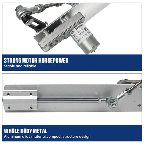 Plug and Play Reciprocating Linear Actuator with 6 Inch Stroke, DC24V Gear Motor, Aluminum Body, Component View
