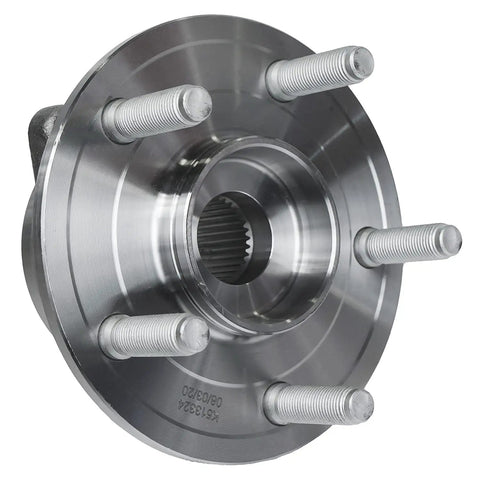 Front Wheel Bearing And Hub Kit For 2011 2020 Dodge Durango And 2011 2019 Jeep Grand Cherokee Includes Two Front Hub Assemblies And Twenty Four Chrome Lug Nuts Five Bolt Hubs Tone Ring ABS Compatible Easy Installation close-up of front hub assembly