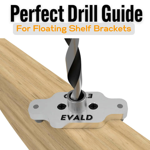 Doweling Jig Kit For Floating Shelf Brackets With Self Centering Drill Guide And One Half Inch By Nine Point Eight Inch Drill Bit