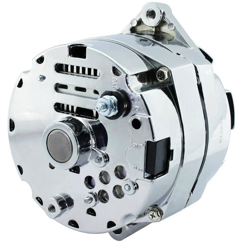 One-Wire Self-Exciting 100 Amp Chrome Alternator For Chevy 305 350 SBC Street Rods Replaces 7127SECN100A 1100125