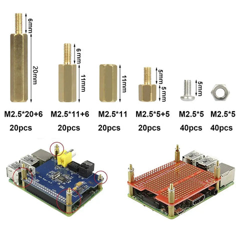 Raspberry Pi All-In-One Spacer Kit 160 Pieces M2.5 Brass Standoffs Nuts Screws Set For Raspberry Pi 4 Model B 3B installation