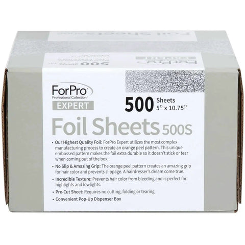 Box of Embossed Pre-Cut Hair Foil Sheets In Pop-Up Dispenser, 5W X 10.75L, 500-Count, Pro-Grade Aluminum Foil