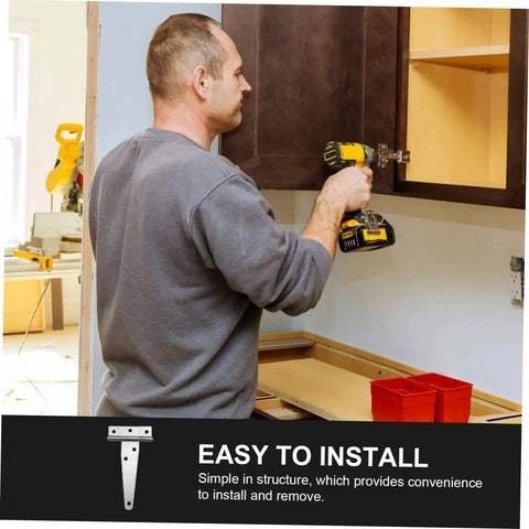 Man installing 6 Pack Sturdy T Type Cabinet Hinges Thickened Hardware For Durable Furniture on wooden cabinet in kitchen