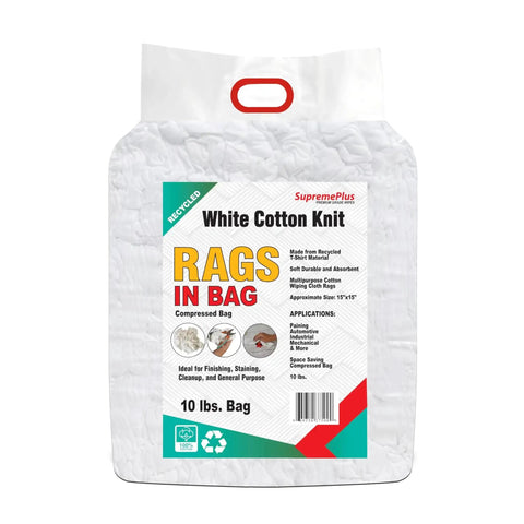 Heavy Duty Recycled White T Shirt Cleaning Rags 10 Lbs Bag Bulk Multipurpose Shop Towels For Oil Grease Paint Stain Cleanup And Auto Detailing Ultra Absorbent And Fast Dry in 10 lbs package