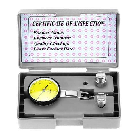 Dial Test Indicator With Narrow Range For 3/8 Inch And 5/32 Inch Dovetail Clamps, 0 To 0.03 Inch Reading, 0.0005 Inch Accuracy, Brass Body