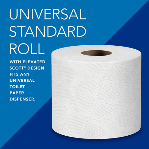 100 Percent Recycled Fiber 2 Ply Toilet Paper 80 Rolls 473 Sheets Per Roll showing universal fit design
