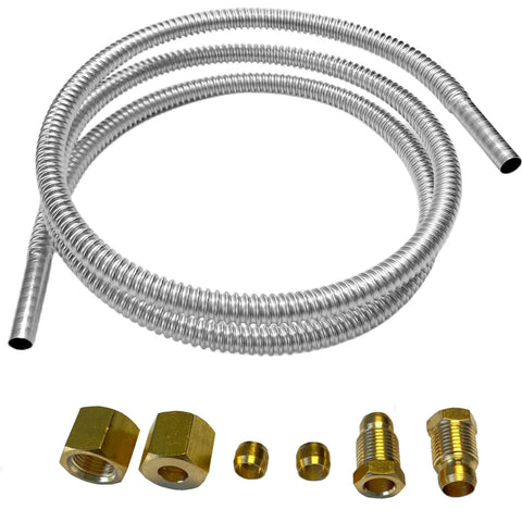 MCAMPAS pilot tube assembly kit: stainless steel flexible 1/4in x 36in tube with brass compression fittings