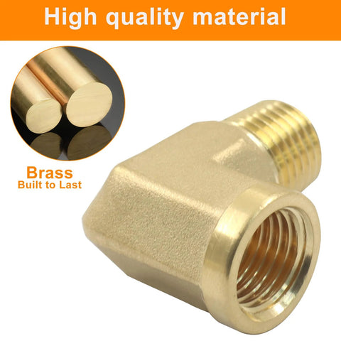 Brass 90-degree NPT elbow fitting, 1/4 in. male to 1/4 in. female, forged barstock, 2-pack
