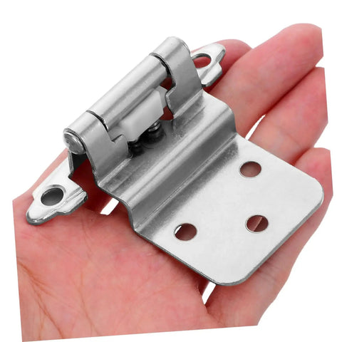 Soft Close Inset Cabinet Hinge shown in hand; part of 8 Pack With Door Bumpers For Kitchen Bathroom And Bedroom Furniture Hardware Easy Installation