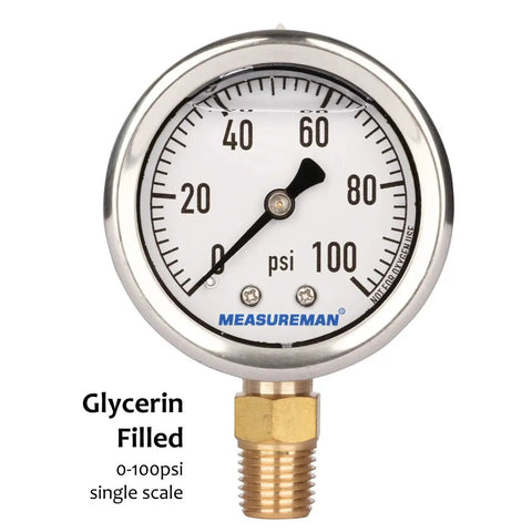 Heavy Duty 2 Inch Dial Glycerin Filled Pressure Gauge For Gas And Liquid Not Corrosive To Brass With Vibration And Pulsation Resistance