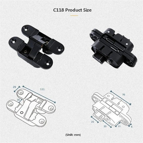 Hidden 3D Adjustable Invisible Door Hinge Set For Wooden Doors 2 Pack 180 Degree Swing For Inside And Outside Concealed Hinges Right Hand
