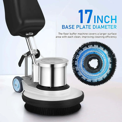 Heavy Duty Commercial Floor Scrubber Machine With Three Brushes Large 3.4 Gallon Tank 1.5 HP Motor 175 RPM Industrial