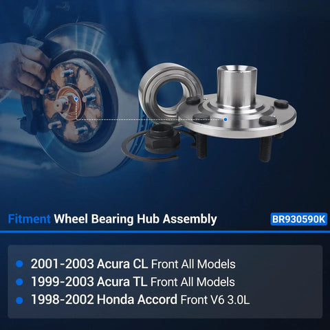 Pair Front Wheel Bearing And Hub Assembly For Honda Accord 1998-2002 Acura TL 1999-2003 Acura CL 2001-2003 Non ABS 5 Lug