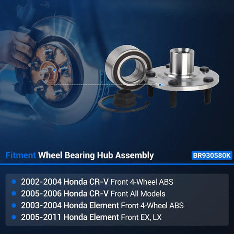 Front Wheel Bearing Hub Assembly For Honda CRV 2002 2006 And Honda Element 2003 2011 Direct Replacement With 5 Lug Fitment