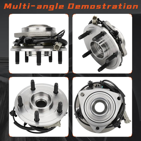 Multi-angle view of Heavy Duty Front Wheel Hub And Bearing Assembly For Jeep Commander And Grand Cherokee 2005 To 2010, 5-Lug, Driver Or Passenger Side, With ABS, Durability And Smooth, Quiet Ride.