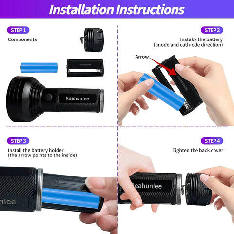 Installation steps for Air Conditioner UV Dye Leak Detector Kit With 68 LED UV Flashlight For Auto AC Leak Testing Pro Grade Tool.