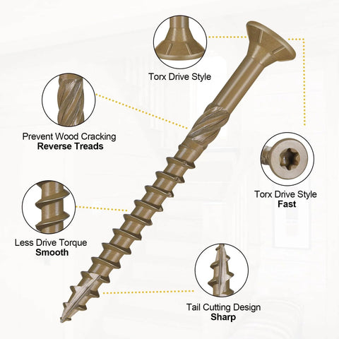 90Pcs Deck Screws Kit For Outdoor Projects Tough As Nails Heavy Duty Exterior Wood Screws Assortment In Bronze detailing features