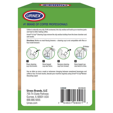 Back view of Five Pack Coffee Machine Cleaning Pods For Keurig 1.0 And 2.0 And All Single Serve Brewers with instructions.
