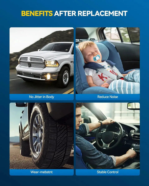 PHILTOP 10-piece suspension kit components for VW/Audi cars; collage shows a car, a child in car seat, a tire, and a driver