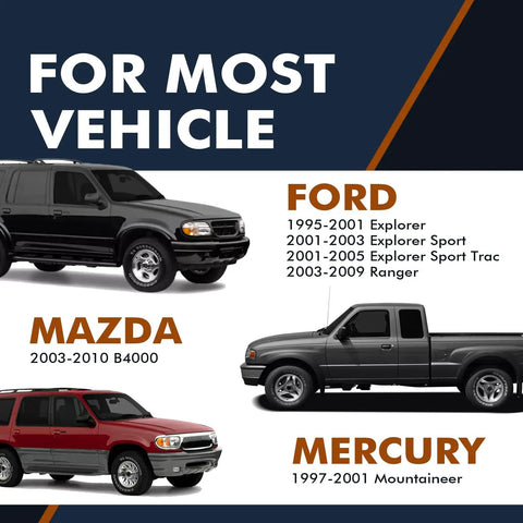 Images of Ford, Mazda, and Mercury vehicles compatible with the Front Wheel Hub Bearing Assembly Replacement For Ford Explorer 1995 To 2001 4WD And AWD Models Fits XLS Eddie Bauer Postal And More Heavy Duty Hub Assembly.