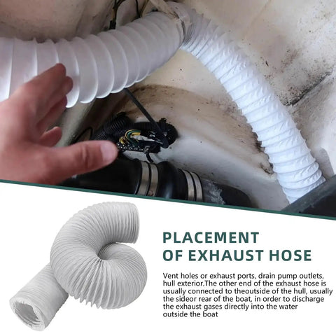 Hand showing placement of 3 Inch Marine Blower Hose Replacement Kit for Boat Vent Bilge Blower Exhaust Fan in marine setup.
