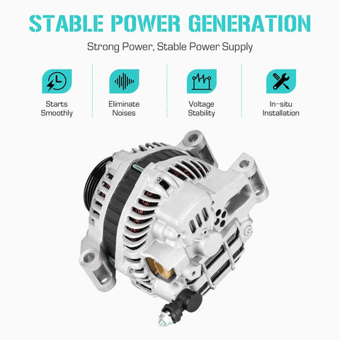 New High Output 12 Volt Alternator For Jeep Cherokee 4 Liter 2001 Beefy 117 Amp Aluminum Housing Copper Windings and S6 Pulley