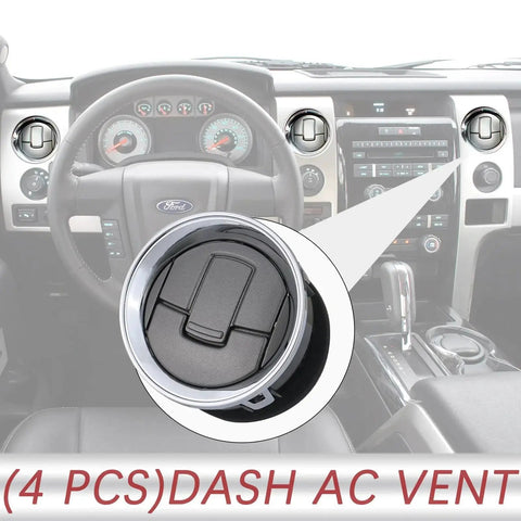 Ford F150 Dashboard AC Heater Vent Louvers 4 Piece Set Replacement 2009 2014 in truck interior view