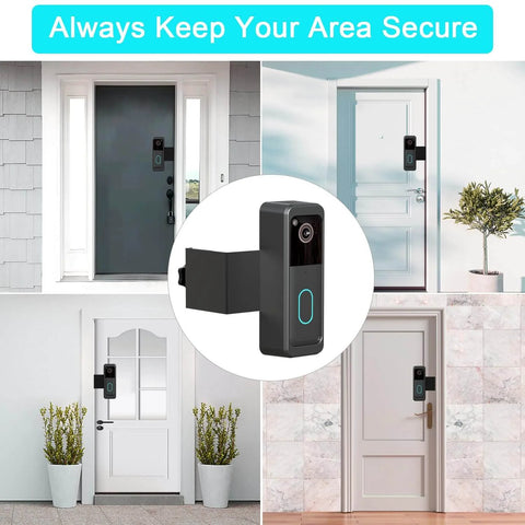 Anti Theft No Drill Door Mount For Blink Video Doorbell Camera 2Nd Gen 2025 Easy Install Bracket shown installed on various doors