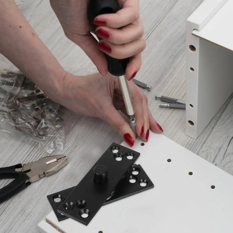 Installation of Beefy Hidden 360 Degree Rotation Stainless Steel Door Hinge For Heavy Duty Furniture Cabinets And Bookcases Concealed Invisible Swivel Pivot Hinge With Smooth Operation No Jamming Tofficu