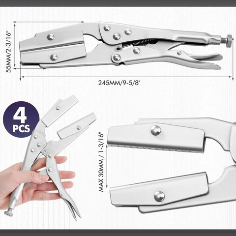 Four Pack 10 Inch Radiator Hose Clamp Pliers Set Beefy Heavy Duty Pinch Off Locking Pliers Universal For Automobile Radiator Hoses