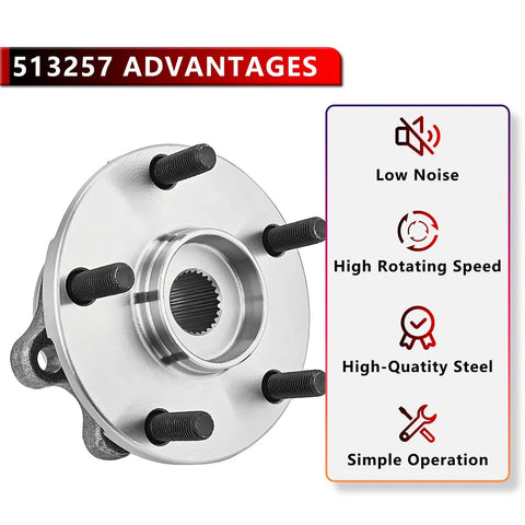 Front Wheel Bearing And Hub Assembly With ABS For Lexus HS250h 2010 2012 Scion iM 2016 Scion tC 2011 2016 Toyota Corolla iM 2017 2018 Prius V 2012 2018 Premium Replacement Wheel Hub Kit For Smooth Quiet Rides