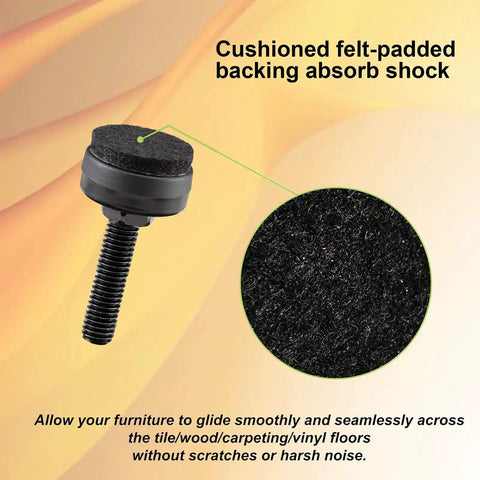Cushioned felt pads of Eight Pack Adjustable Furniture Leveling Feet With M8 ISO Thread 1.8 Inch Tall 1 Inch Base Nuts Included