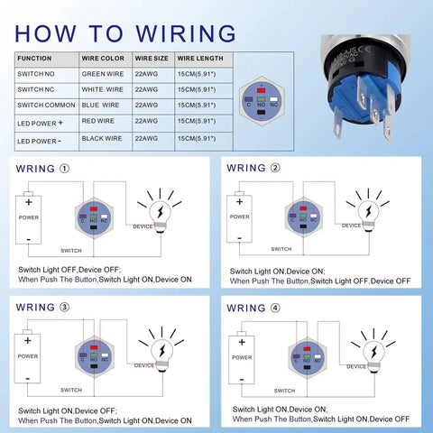 Wiring diagram for Estop Button Latching 19mm Emergency Stop Switch 5A Mushroom 304 Stainless Steel For Marine Boat w/ 11.3 inch socket.