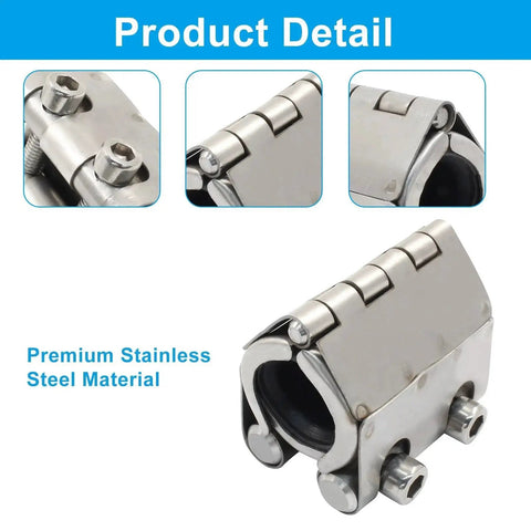 Pipe Repair Clamp Kit For Plastic And Metal Pipes 20mm To 23mm One Half Inch Leak Fix with Stainless Steel Band and Rubber Liner