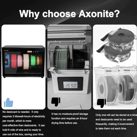 Keep Filaments Fresh With A 6 Spool Airtight Dry Box Humidity Control shown in a comparison with competitors
