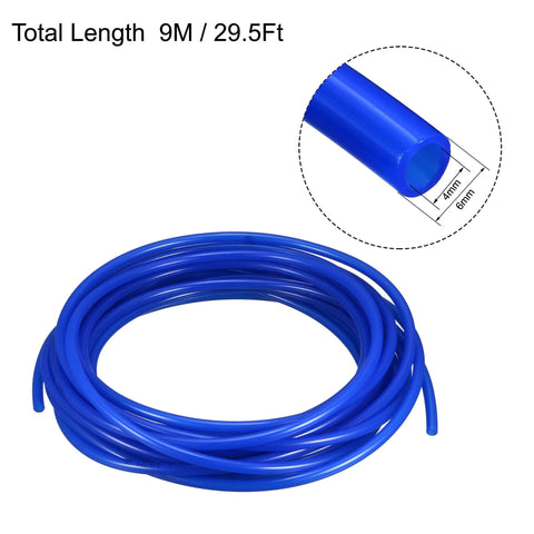 uxcell pneumatic air tubing, 6mm OD x 4mm ID, PU polyurethane blue air hose, 9m length