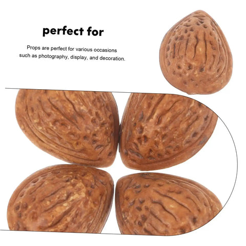 Close-up of 40 Realistic Faux Almonds For Crafts And Food Photography, Lifelike Artificial Nuts For Home Decor, Miniature Displays.