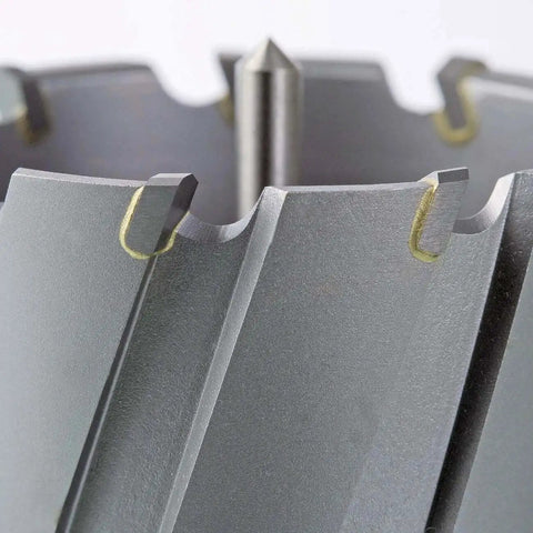 Close-up of Annular Cutter 21 32nd Inch Diameter 1 Inch Depth Tungsten Carbide Tip For Magnetic Drills And Drill Presses