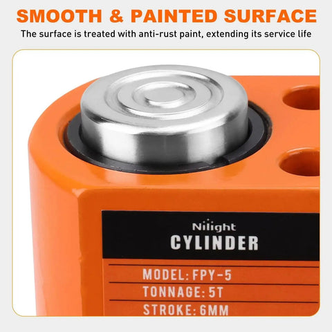 Close-up of 5 Ton Hydraulic Porta Power Jack Low Profile With 0.24in Stroke Auto Retract showing smooth painted surface