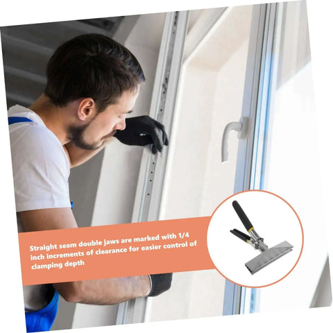 Man using 6 Inch Manual Sheet Metal Bender Duckbill Pliers For Bending And Shaping on window frame.