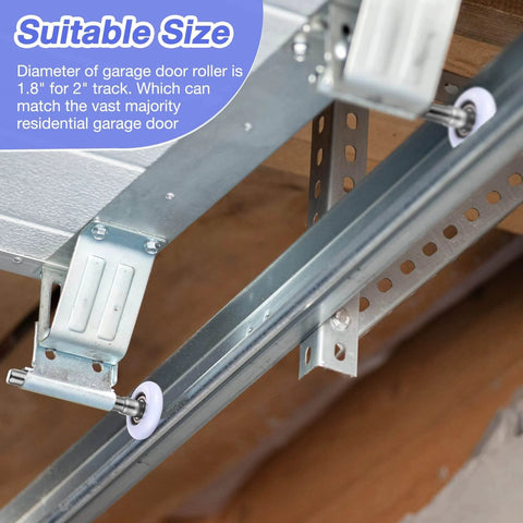24 Pack White Nylon Garage Door Rollers For 2 Inch Track Replacement Quiet High Load 6200ZZ With Double Seals And 4.7 Inch Stem