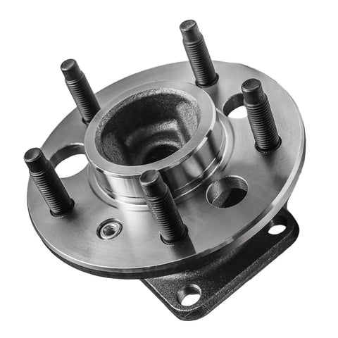 Close-up of Pair Rear Wheel Hub Bearing Assemblies Replacement for Chevy Malibu, Pontiac Grand Am, Buick LeSabre, and other sedans