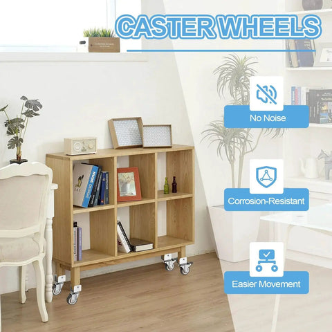 Caster wheels on furniture for easy movement, no noise, corrosion-resistant features displayed in a home setting.