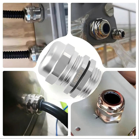 Two Pack One Quarter Inch 304 Stainless Steel Cable Sealing Sleeve And Three To Six Point Five Millimeter NPT Type Metal Joint Stress Relief Rope