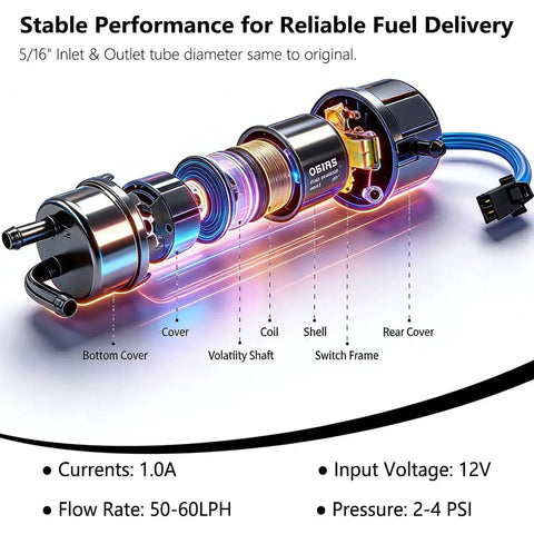 Diagram of Honda Fuel Pump For 4x4 4WD FourTrax TRX350D Foreman 350 Plug And Play Replacement Replaces 16710-HA7-672 16710-HA7-671 12V 50-60 LPH