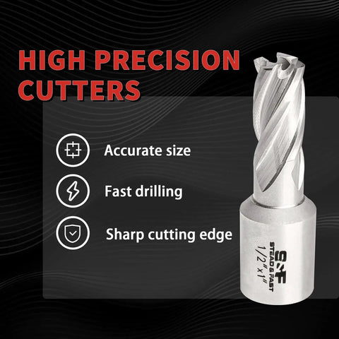 Annular Cutter Set 13 Pc for Magnetic Drill Press by S F Stead Fast, single high precision cutter, HSS M2AL, visible specs