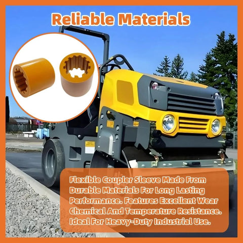 Two orange flexible coupler sleeves for Wacker Neuson RD rollers compatible with RD880 RD11 RD12-90 RD16-100